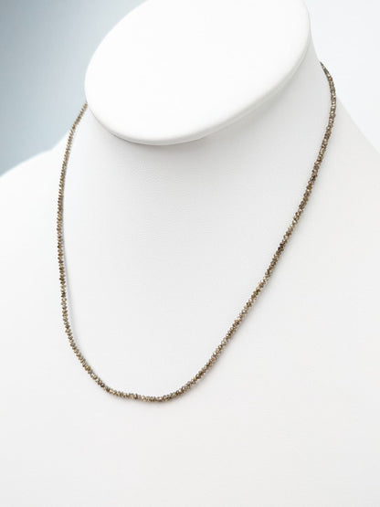 Rustic Brown Diamond Round Solid Strand Necklace in 14KY 1.5-2.0mm Bead Size