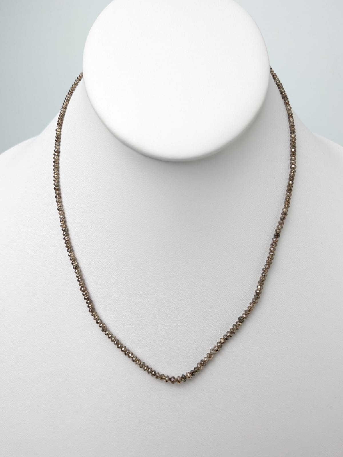 Rustic Brown Diamond Round Solid Strand Necklace in 14KY 1.5-2.0mm Bead Size