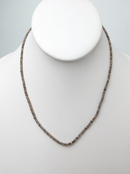 Rustic Brown Diamond Round Solid Strand Necklace in 14KY 1.5-2.0mm Bead Size