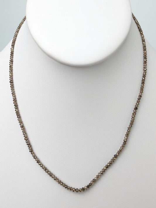 Rustic Brown Diamond Round Solid Strand Necklace in 14KY 2-3mm Bead Size