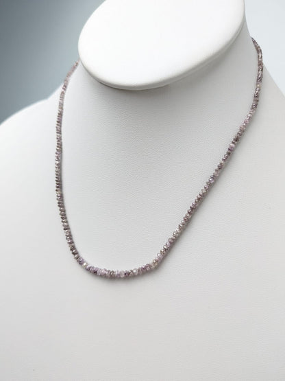 Pink Diamond Round Solid Strand Necklace in 14KW 2-3.5mm Bead Size