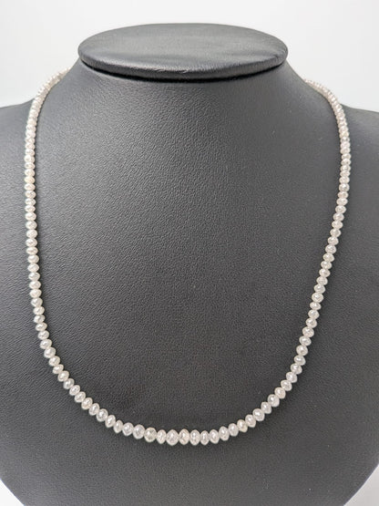 Grey Diamond Solid Strand Necklace in 14KW Gold 2.5-4mm Bead Size