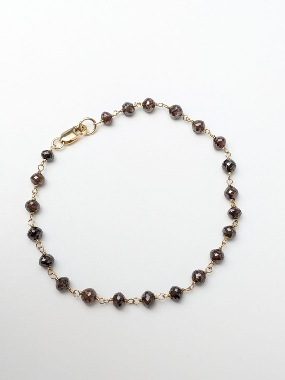 Reddish Brown Diamond Round Rosary Bracelet in 18KY