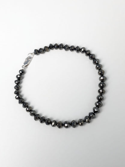 5.0mm-6.2mm Black Diamond Round Bead Knotted Solid Strand Bracelet (47.35ct Tot. Dia. Wt.)