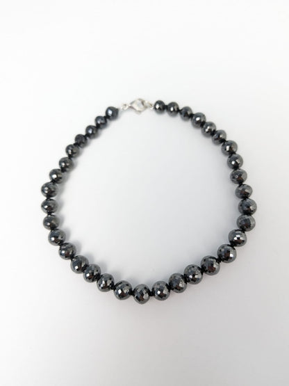 5.4-5.7mm Black Diamond Round Bead Knotted Bracelet in 14KW (47ct-49ct Tot. Dia. Wt)