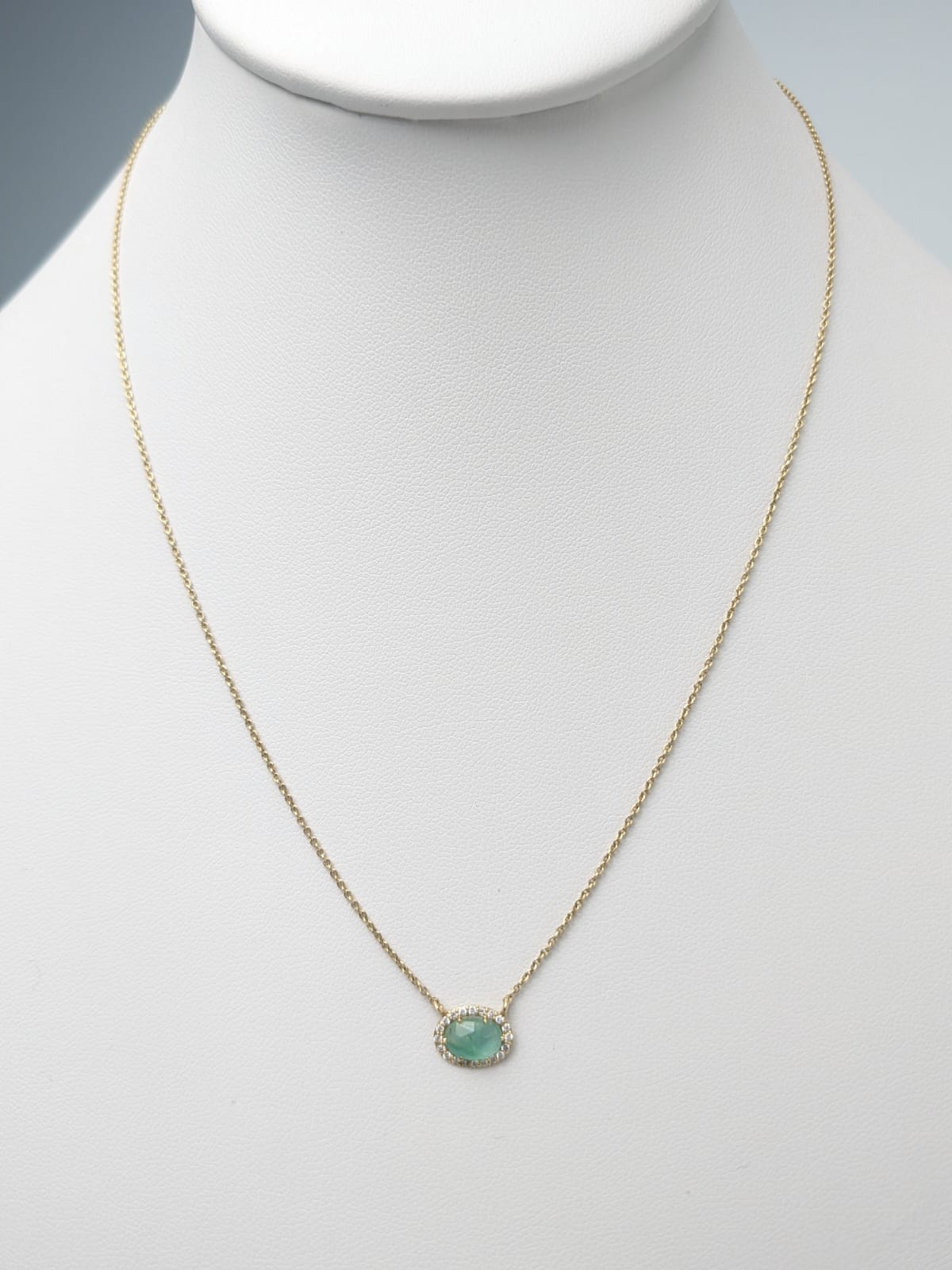 17"-18" Emerald Halo Drop Necklace in 14KY - NCK-703