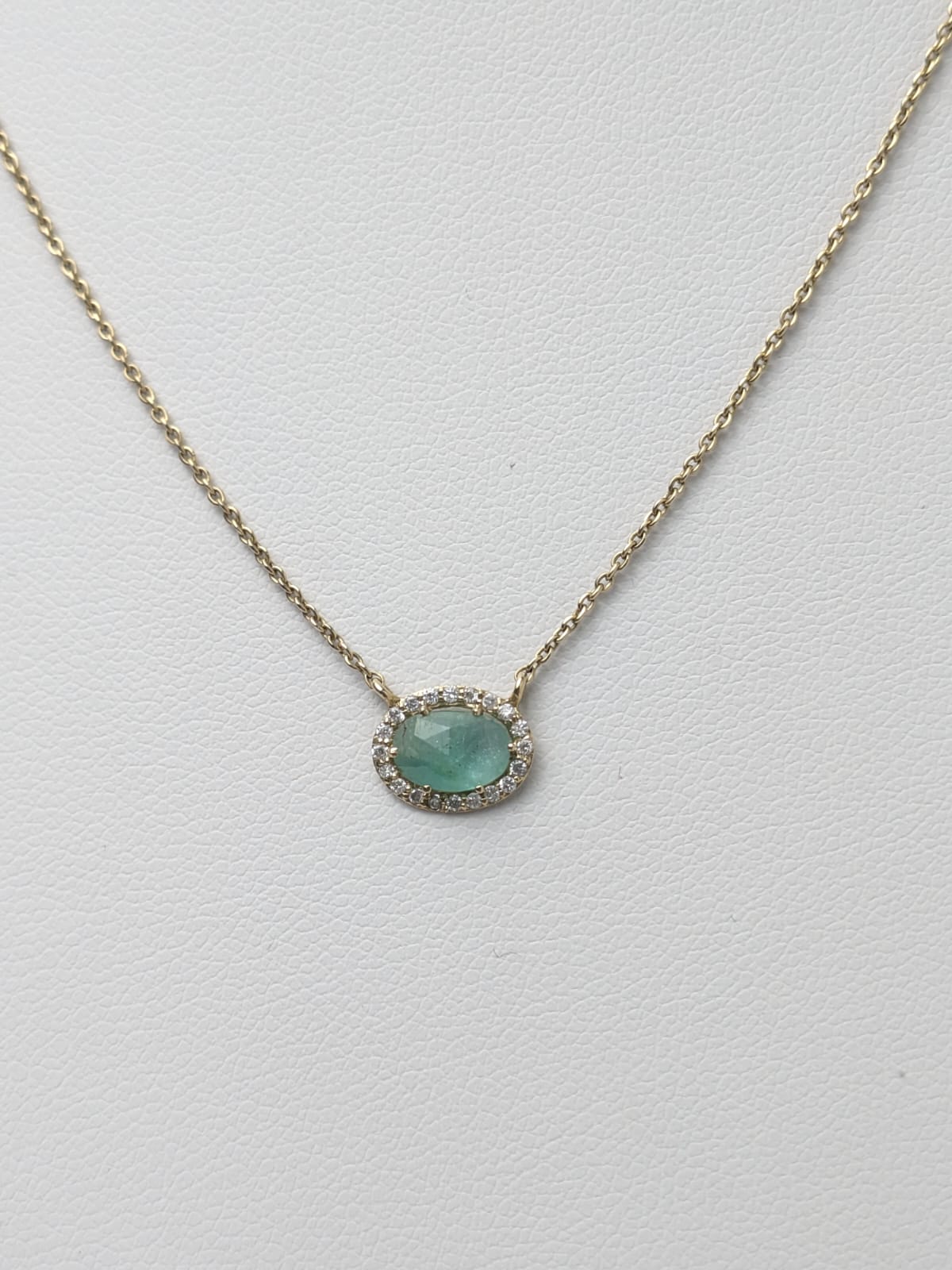 17"-18" Emerald Halo Drop Necklace in 14KY - NCK-703