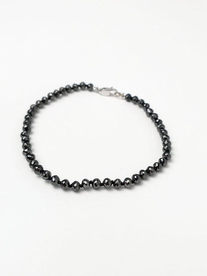 3.0-3.5mm Black Diamond Round Bead Knotted Bracelet(13-13.75ct Tot. Dia. Wt.)