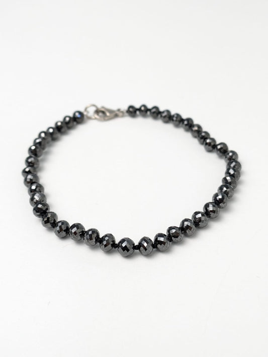 4.0-4.5mm Black Diamond Round Bead Knotted Bracelet (19.45cts-28.22cts Tot. Dia. Wt.)