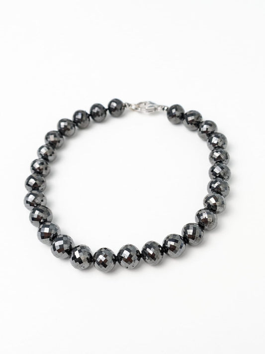 7.3-7.7mm Black Diamond Round Bead Knotted Bracelet (99.3ct Tot. Dia. Wt)