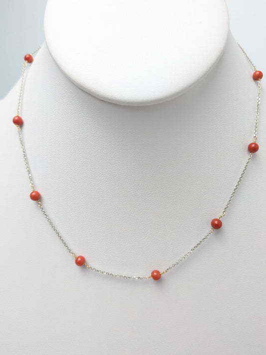 16" Coral Station Necklace in 14KW - NCK-728