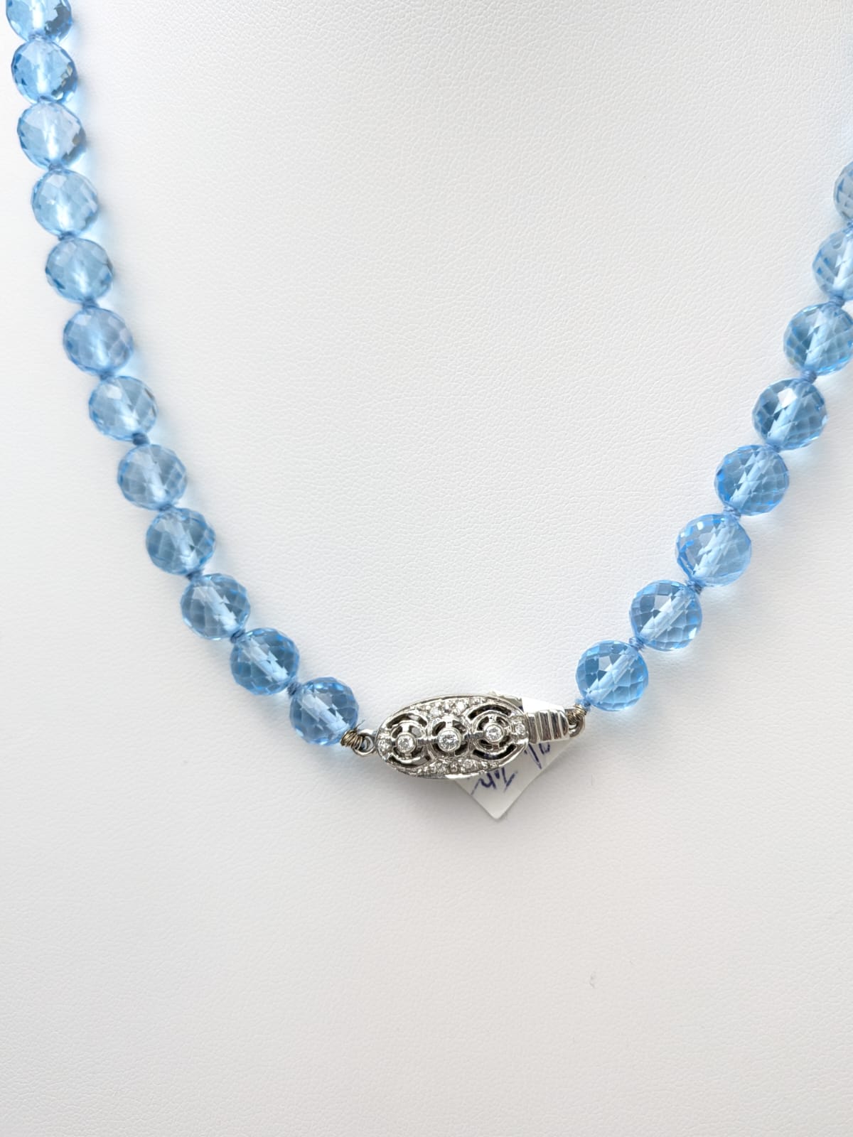 19" Blue Topaz Strand Necklace in 18KW NCK-750