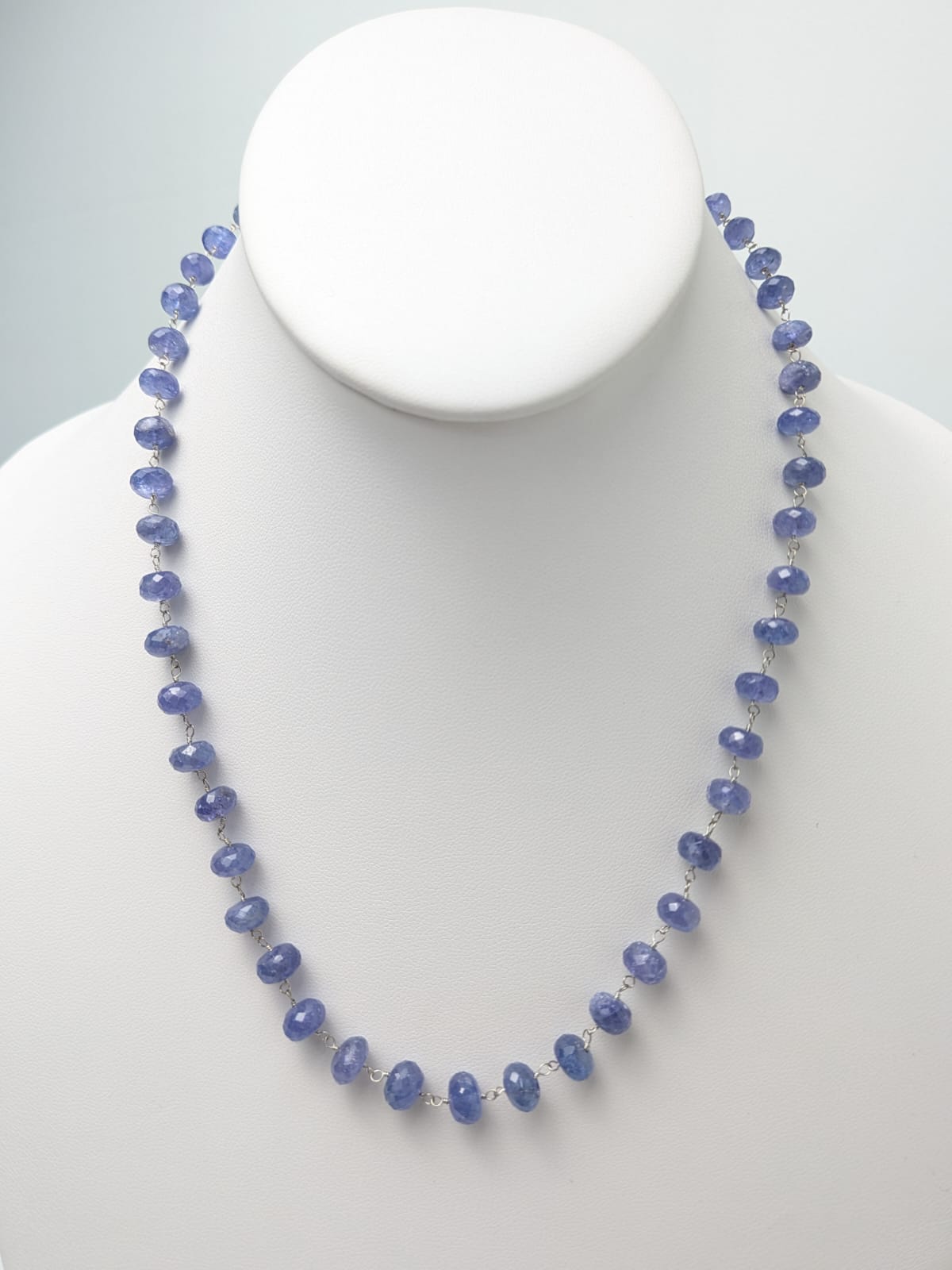 20" Tanzanite Rosary Necklace in 14KW NCK-709