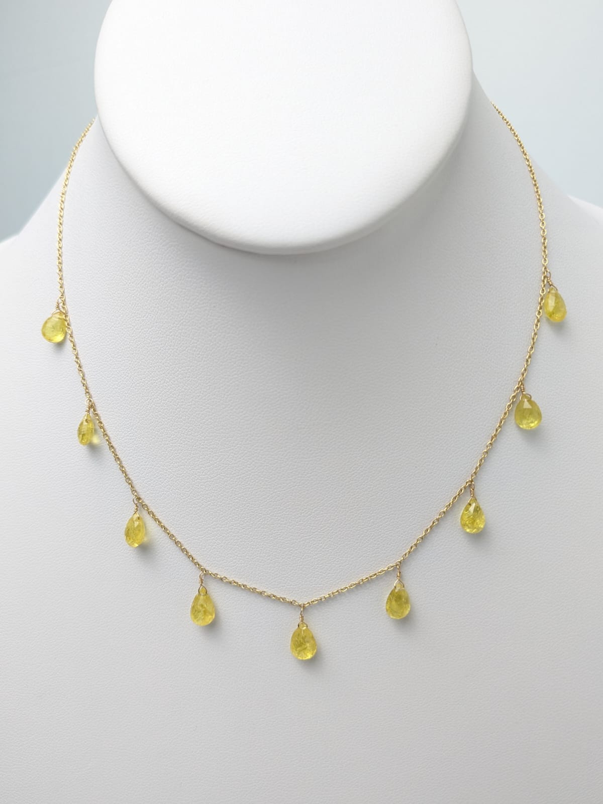 15.5" Yellow Sapphire Station Dangly Necklace in 18KY - NCK-721