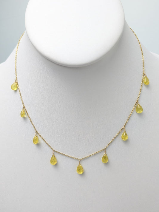 15.5" Yellow Sapphire Station Dangly Necklace in 18KY - NCK-721