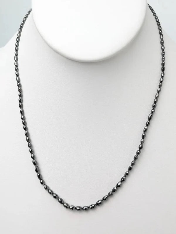 2.0x4.0mm Black Diamond Oval Bead Non-Knotted Necklace (22-25ct Tot. Dia. Wt.)