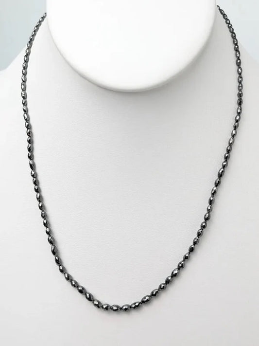 2.0x3.0mm -3.0x5.0mm Black Diamond Oval Bead Non-Knotted Necklace (22-33ct Tot. Dia. Wt.)