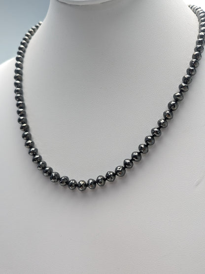 5.5mm-6.0mm Black Diamond Round Bead Knotted Necklace (108ct Tot. Dia. Wt.)