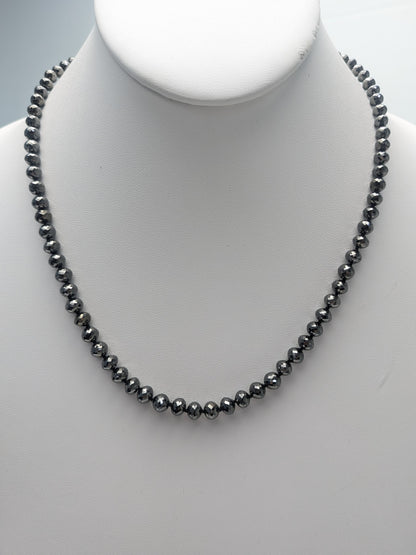 5.5mm-6.0mm Black Diamond Round Bead Knotted Necklace (108ct Tot. Dia. Wt.)