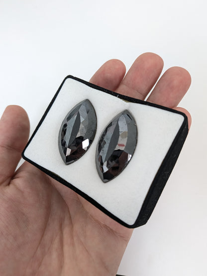 Pair of Marquise Rose Cut Black Diamonds - 100.16cts - 09718