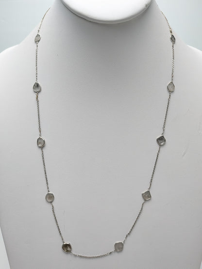 24" Grey Diamond Slice Station Necklace in 14KW - NCK-770