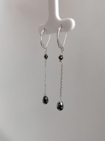 Black Diamond Drop Earrings in 14KW (4ct Tot. Dia. Wt.)