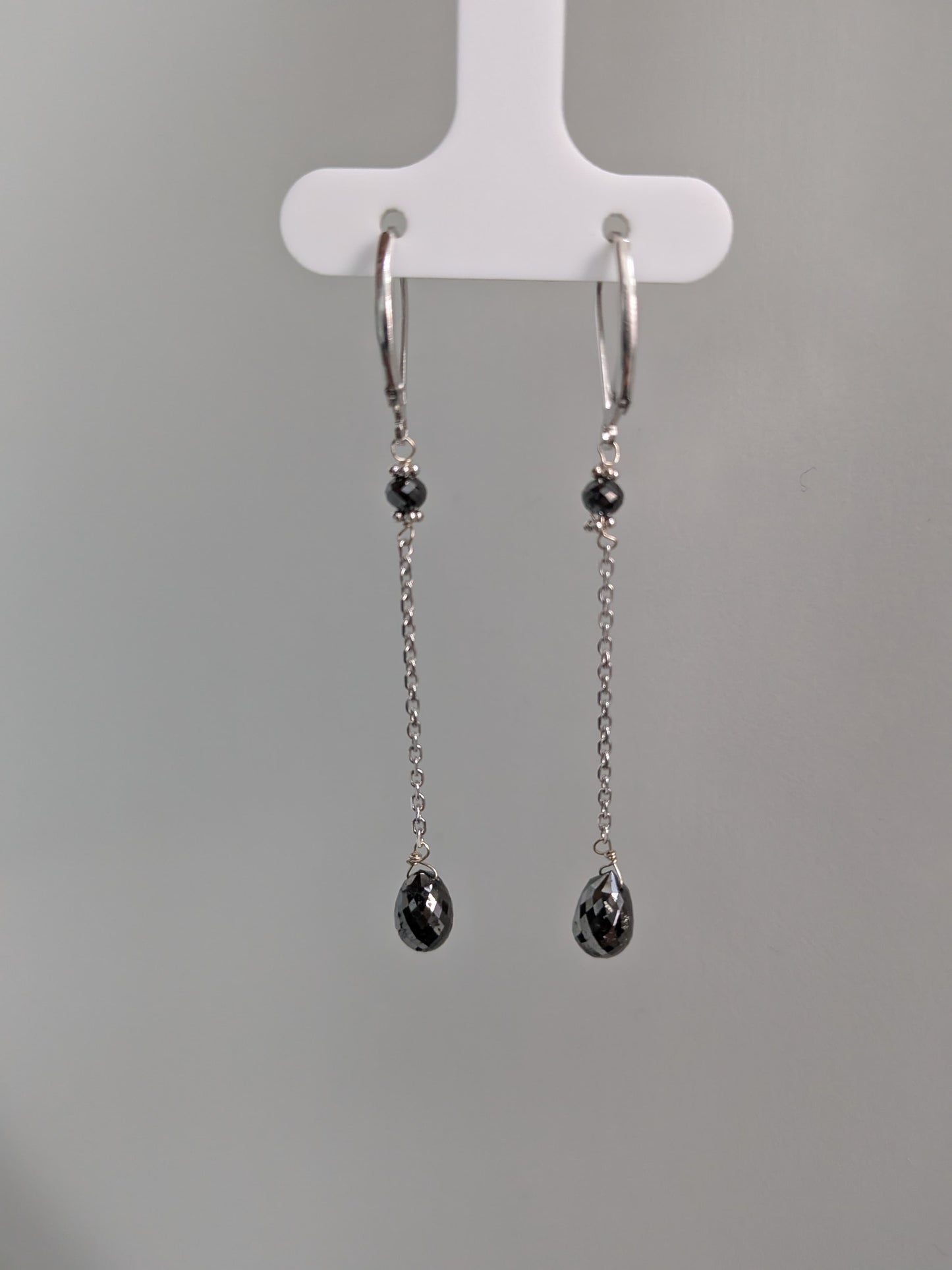 Black Diamond Drop Earrings in 14KW (4ct Tot. Dia. Wt.)