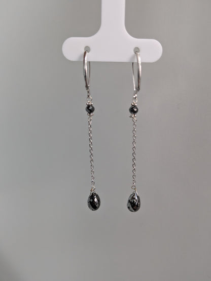 Black Diamond Drop Earrings in 14KW (4ct Tot. Dia. Wt.)