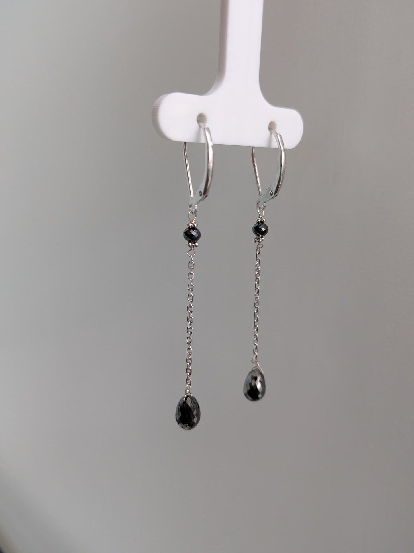 Black Diamond Drop Earrings in 14KW (4ct Tot. Dia. Wt.)