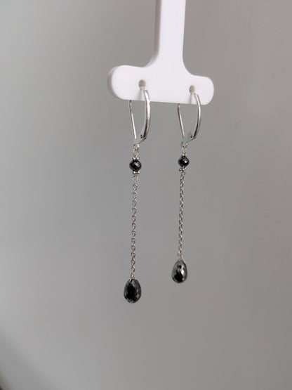 Black Diamond Drop Earrings in 14KW (4ct Tot. Dia. Wt.)
