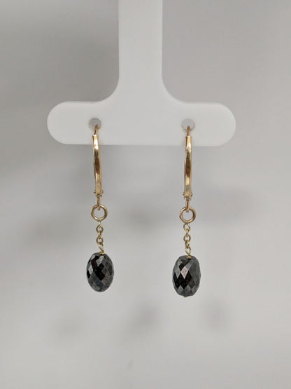 Black Diamond Drop Earrings in 14KY (4ct Tot. Dia. Wt.)