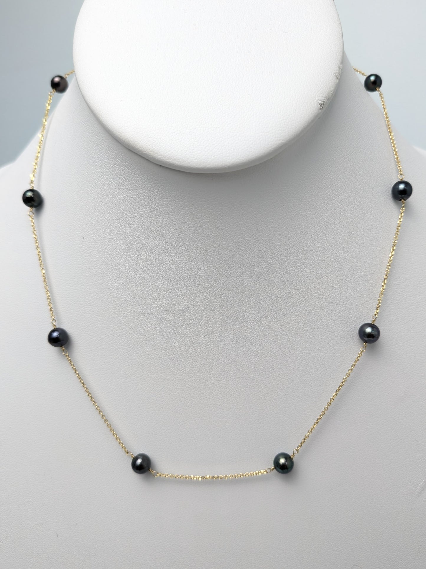 17" Peacock Pearl 8 Station Necklace in 14KY - NCK-775
