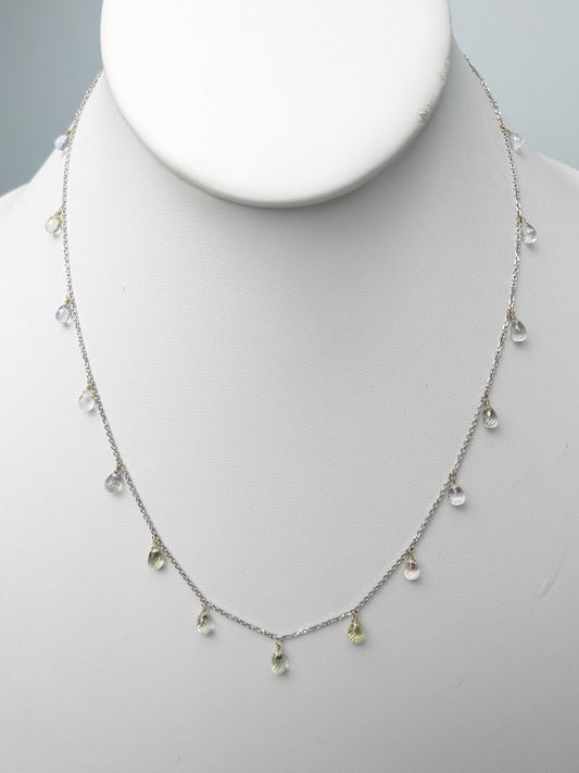 18" Multicolor Sapphire Dangly Necklace in 14KW - NCK-801
