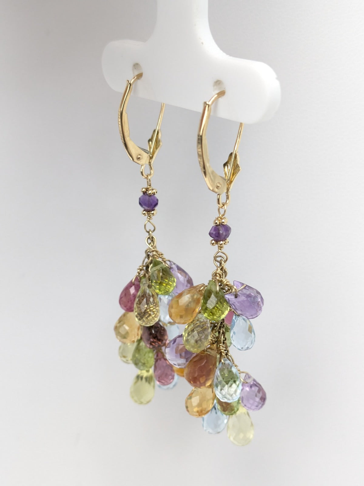 Multicolor Cluster Earrings in 14KY - EAR-796