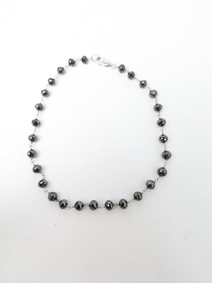 4.5-5.0mm Black Diamond Round Rosary Anklet/Bracelet (27 Tot. Dia. Wt)