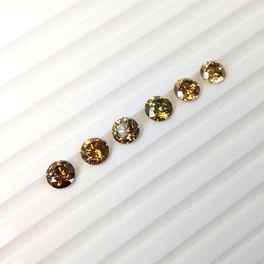 GIA Color-Certified Full Cut Round Brown Diamonds