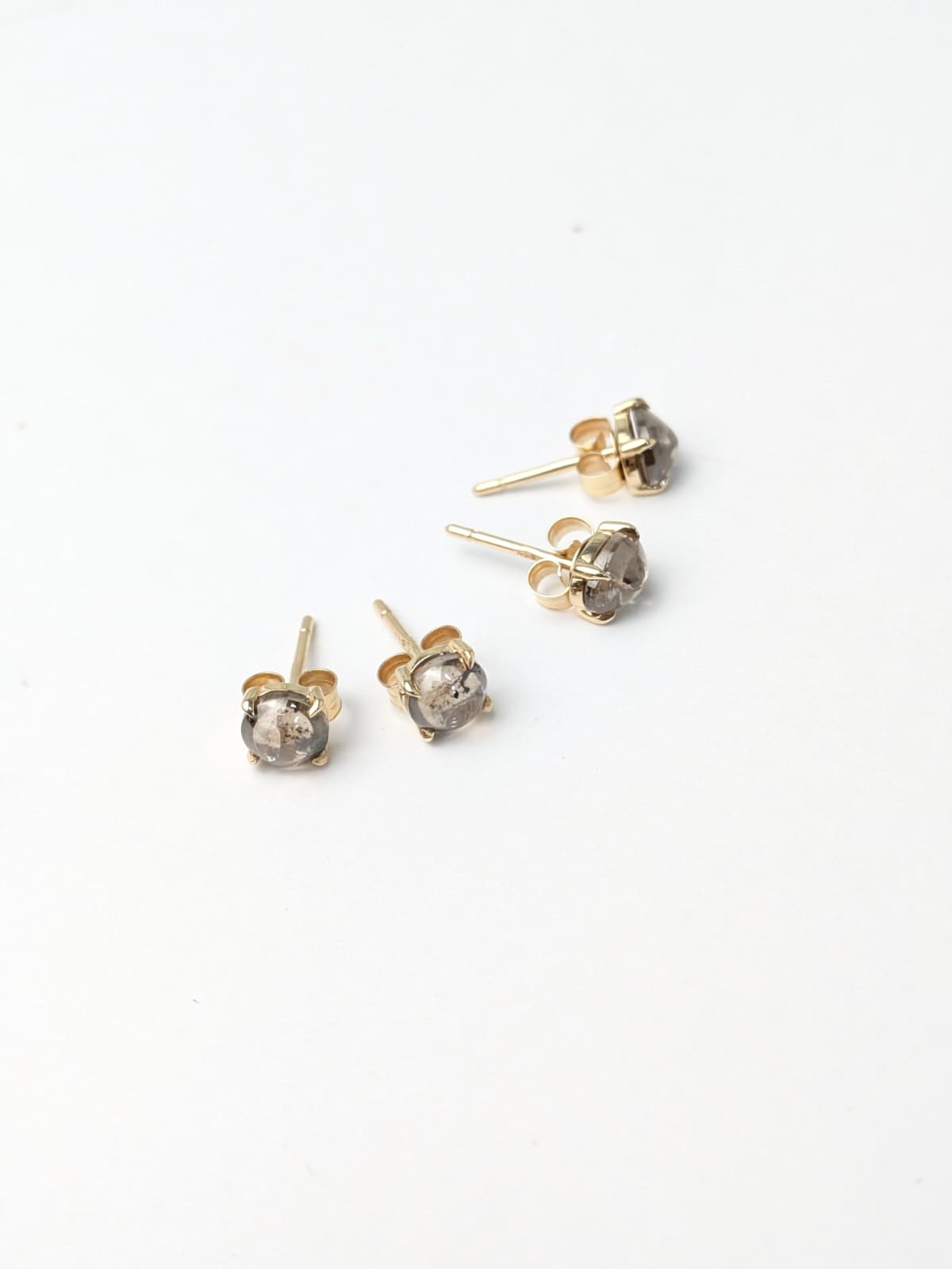 Brown Diamond Cab Stud Earrings in 14K
