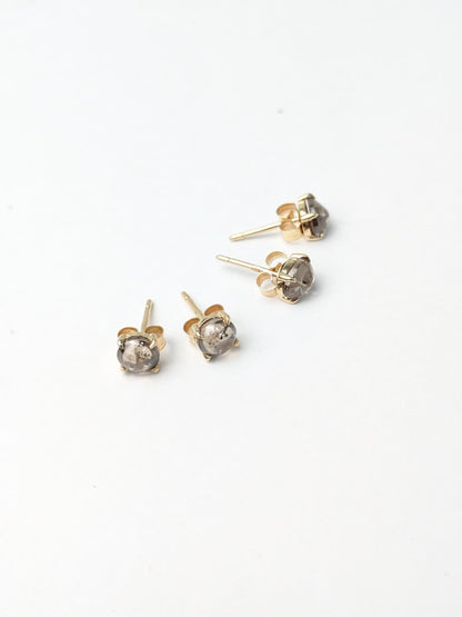 Brown Diamond Cab Stud Earrings in 14K