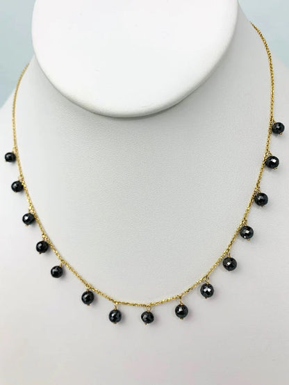 SALE - 16"-17" Black Diamond Dangle Necklace in 14KW and 18KY