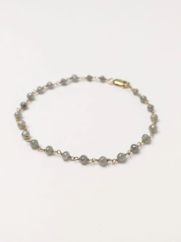 Grey Diamond Rosary Bracelet in 14KY and 14KW