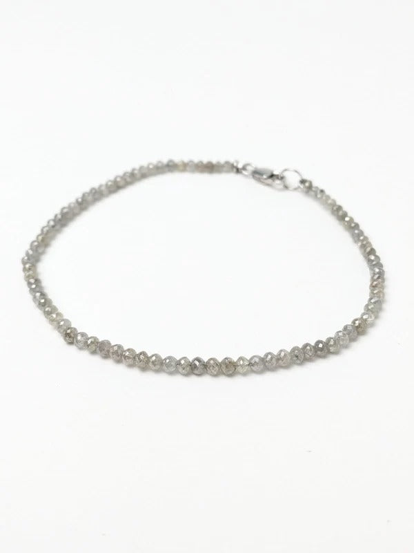 Grey Diamond Round Solid Strand Bracelet in 14KY and 14KW Gold