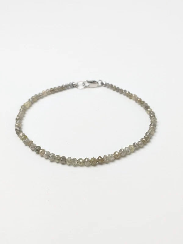 Grey Diamond Round Solid Strand Bracelet in 14KY and 14KW Gold