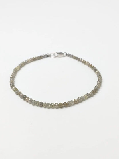 Grey Diamond Round Solid Strand Bracelet in 14KY and 14KW Gold