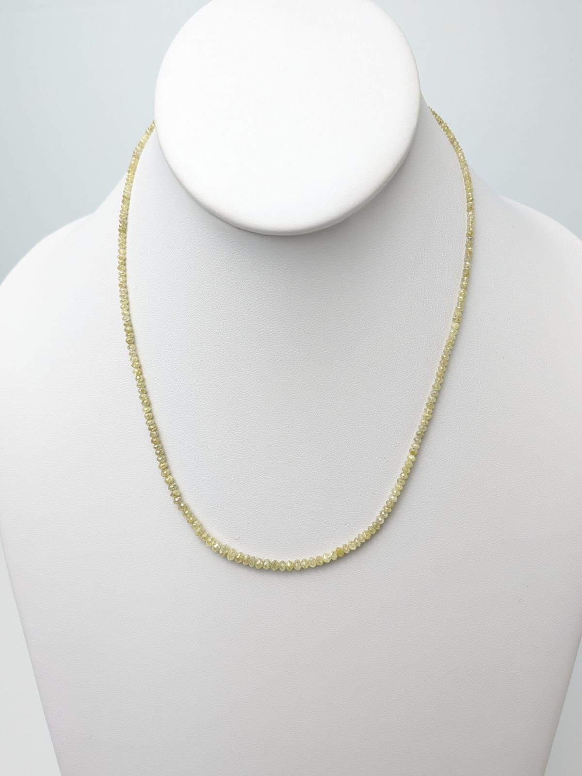 Yellow Diamond Round Solid Strand Necklace in 14KY Gold 2-3mm Bead Size