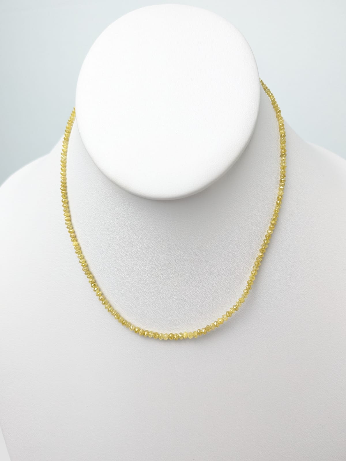 Yellow Diamond Round Solid Strand Necklace in 14KY Gold 2-3mm Bead Size