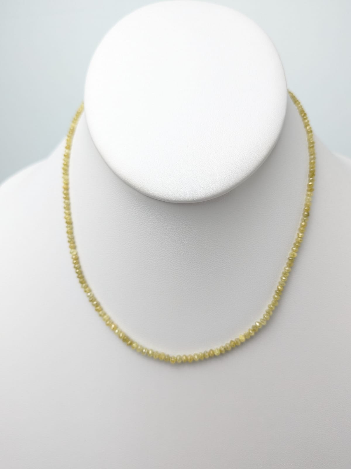 Yellow Diamond Round Solid Strand Necklace in 14KY Gold 2-3mm Bead Size