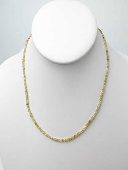 Yellow Diamond Round Solid Strand Necklace in 14KY Gold 2-3mm Bead Size