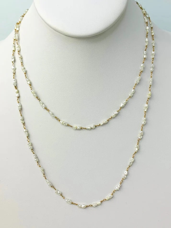 16"-50" Keshi Pearl Rosary Necklace