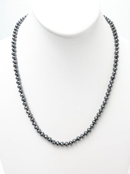 4.5mm-5.5mm Black Diamond Round Bead Knotted Necklace in 14KW Gold  (78.00ct-128.00ct Tot. Dia. Wt.)