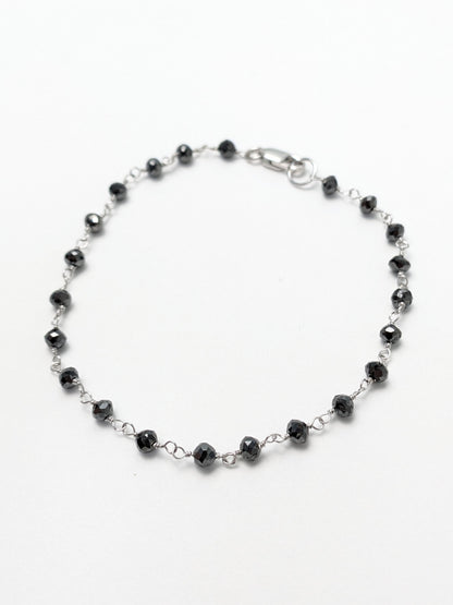 3.0-3.5mm Black Diamond Round Rosary Bracelet (5-6ct Tot. Dia. Wt)